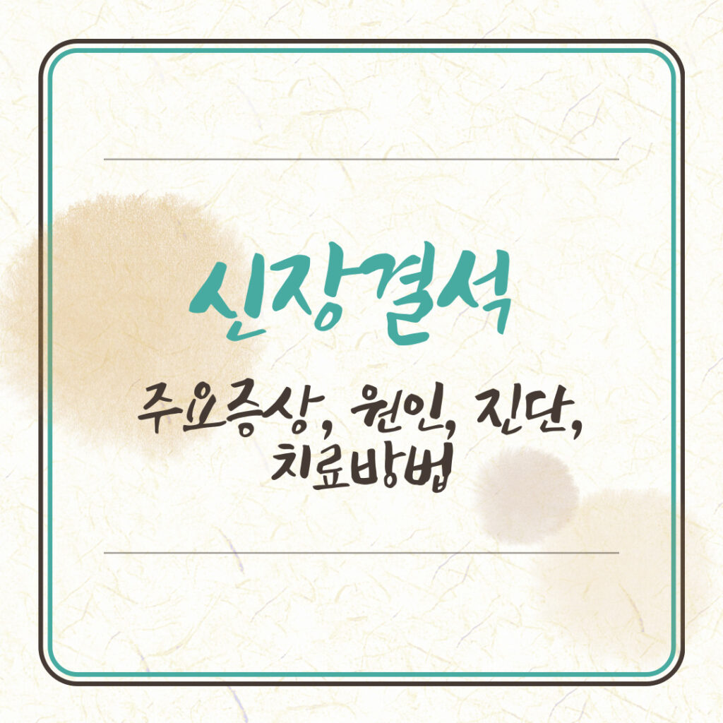 신장결석 주요증상, 원인, 진단, 치료방법